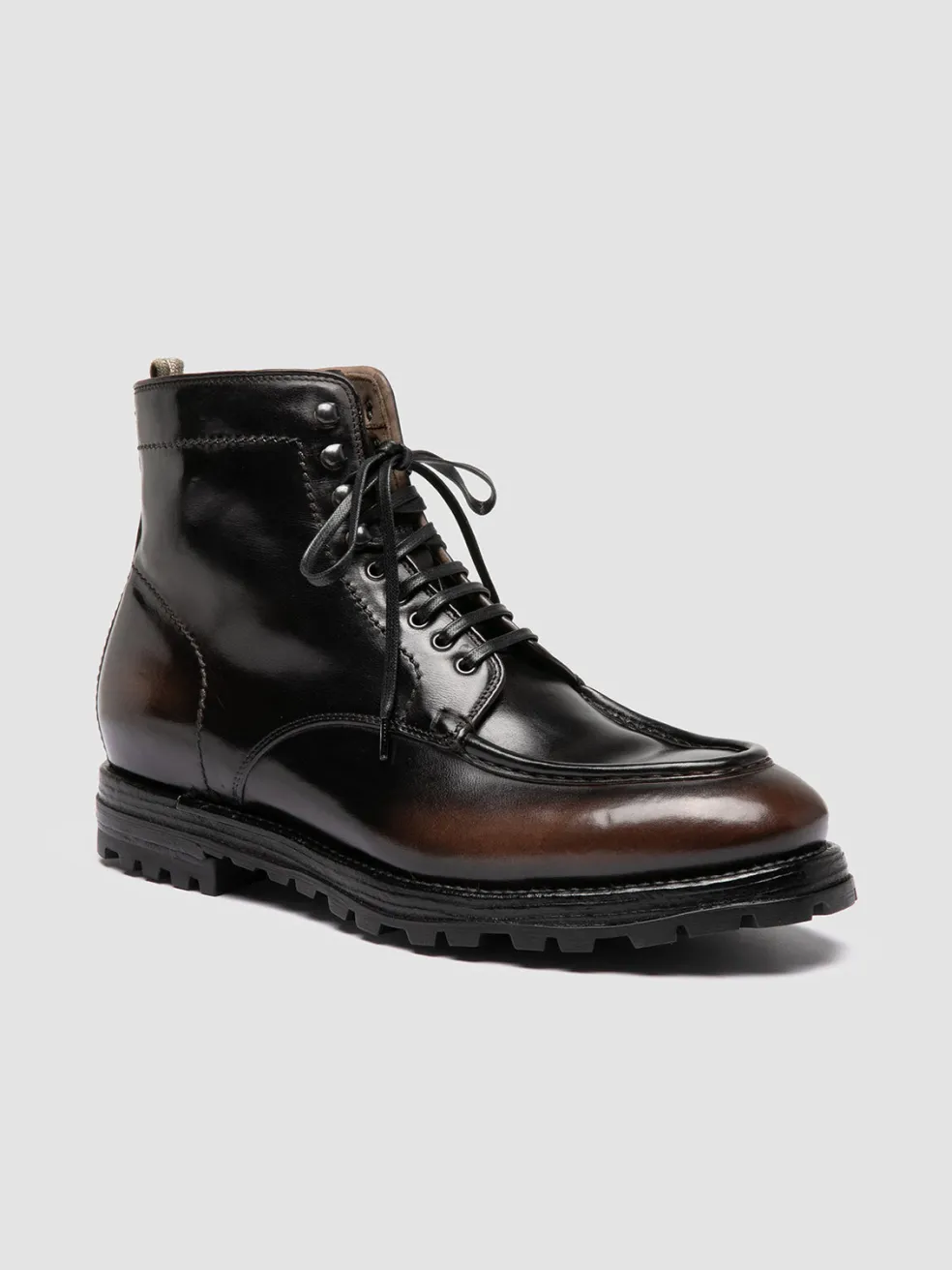 Fashion Officine Creative VAIL 010 - Brown Leather Lace Up Boots COFFEE/BLACK